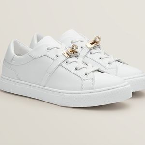 ** SOLD ** Hermes Light Gold Tone Permabrass Day Sneakers 38.5